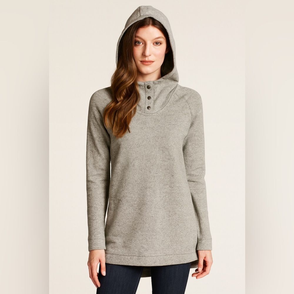 The North Face Snap-It Fleece Pullover Cowl Neck Grey Size Small